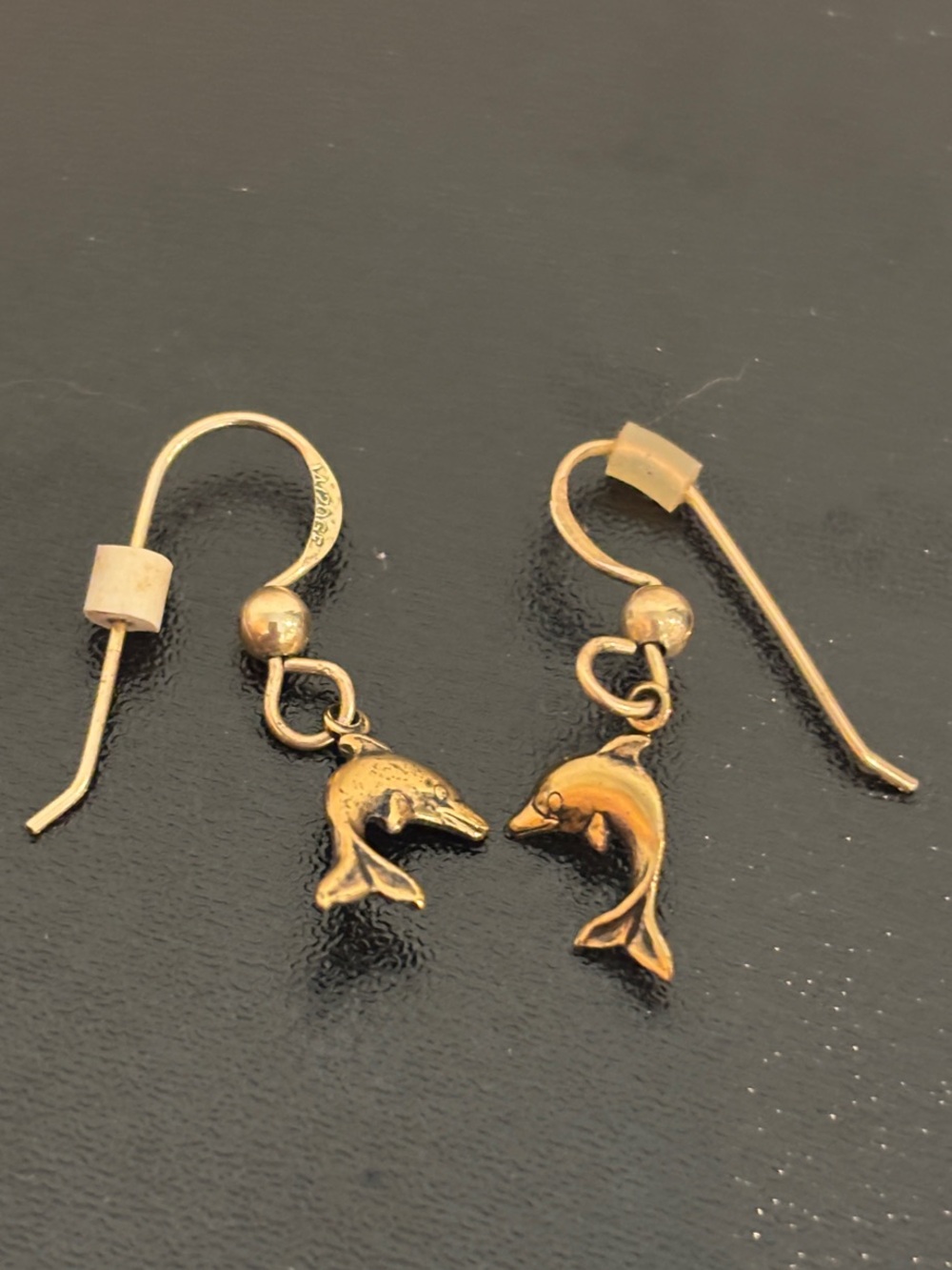 Vintage 1/20 12K Gold Filled Dolphin Hoop Earrings | 12K GF Nautical Dangle Drop